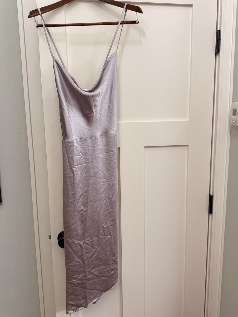 Satin Slip Dress with Cowl Neck in Light Lavender